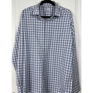 Peter Millar Men's Dress Shirt, Size LG, Blue Plaid